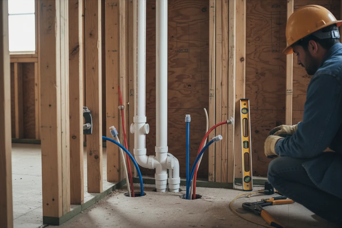 Drain and supply rough-in during Leak Detection in Lyerly