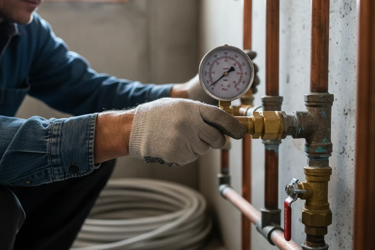 Pressure testing a repaired line during Water Line Repair in Lyerly